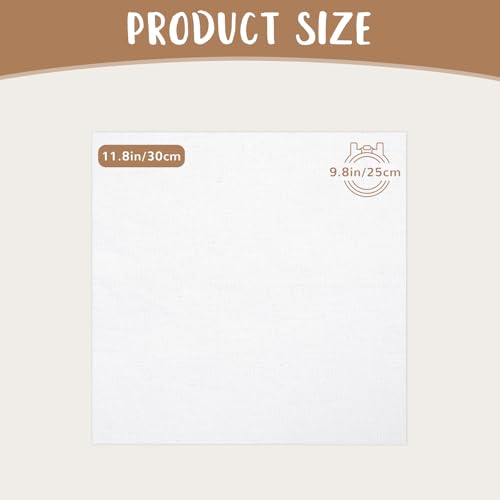 10 PCS White Linen Needlework Embroidery Fabric Cloth (11.8 × 11.8 Inch) - size: 11.8 × 11.8 Inch