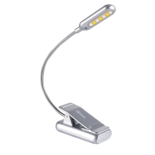 VAVOFO Rechargeable Reading Light, Clip on Book Light for Reading in Bed - color: Silver
