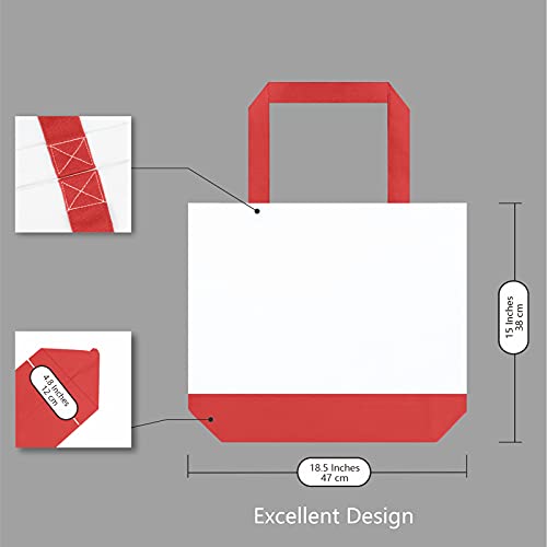 TOPDesign 1-Pack Super Strong Large 12oz Cotton Canvas Tote Bag, Reusable Grocery Shopping Cloth Bag, Fashionable Two-Tone Tote for Crafts, DIY Your Creative Designs - color: Red/White