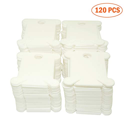 120 Pcs Plastic Floss Bobbins Organizer Embroidery Thread Holder Cross Stitch Thread Organizer White Card Holder DIY Sewing Storage Accessories