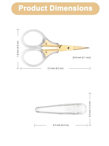 Small Scissors, 3" Travel Size with Safety Cover, Curved & Straight Fine Tip Blade for Crochet, Yarn, Thread, Paper, Fabric Detail Cutting, Mini Shears for Sewing & Embroidery, 2-Pack - style: Straight Tip+Curved Tip
