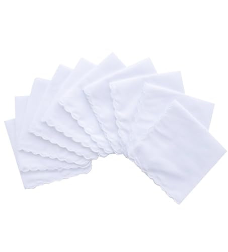 Solid White Cotton Hankderchiefs for DIY Drawn Embroidery Party 28 Square - color: S02-12pcs