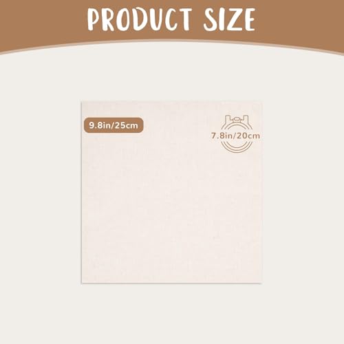 10 PCS Beige Linen Needlework Embroidery Fabric Cloth (9.8 × 9.8 Inch) - size: 9.8 × 9.8 Inch