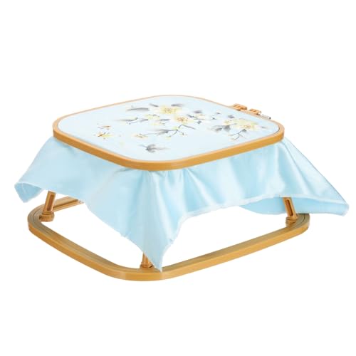 PATIKIL 9.4" x 8.7" Square Embroidery Hoop Stand, Adjustable ABS Plastic Cross Stitch Stand Hands-Free 2-Tier Embroidery Hoop Holder Punch Needle Frame for Sewing Arts Needlework, Khaki - color: Khaki, size: 9.4" x 8.7"