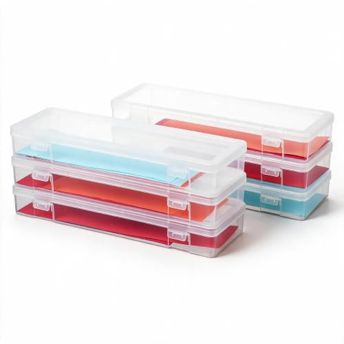 novelinks Plastic Pencil Boxes and Small Plastic Containers with Lids - color: 6 Pack Large -Clear