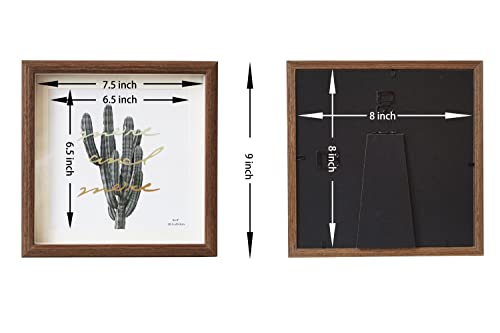 8x8 Wooden Picture Frame with 7x7 mat, 8x8 Square Picture Frame with Glass, For Wall and Desktop Display, Wood Photo Frame - size: 8X8