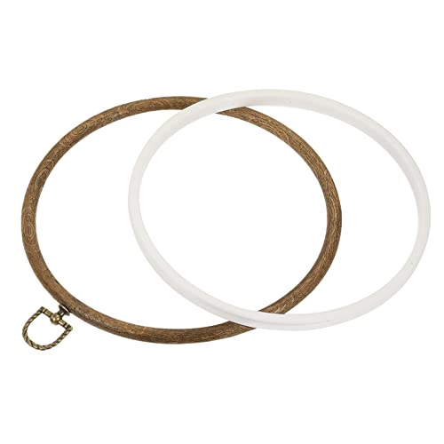 MECCANIXITY Embroidery Hoop Frame 8 Inch Round Imitated Wood Circle Cross-Stitch Ring for Art Craft Sewing Ornament, Pack of 2 - size: 8"
