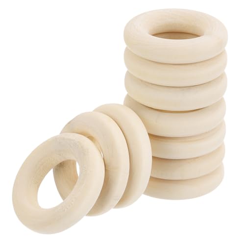 MECCANIXITY 100pcs 1" Unfinished Wooden Rings Smooth Natural Wood Macrame Rings for Curtain Connectors DIY Crafts Knitting Decoration Jewelry Making - size: 1"