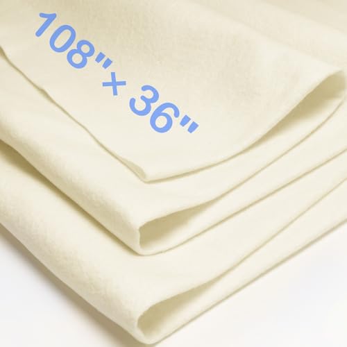 XSEINO Ivory Large Felt Fabric 108" X 36 "(3 Square Yards), 1.4 mm Thick Soft Felt Fabric Sheet for Crafts, White Series Colors Soft Nonwoven Fabric, Fit for Decoration, Sewing, DIY Crafts - color: Ivory