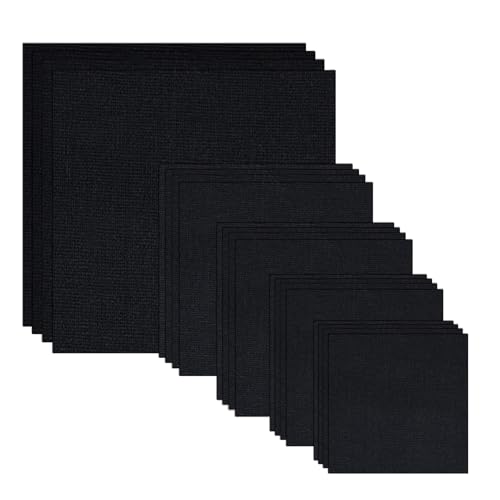 20 PCS Linen Black Embroidery Fabric Pre-Cut Solid Color - color: Black 20 Pcs