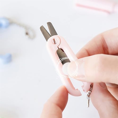 Mini Scissors with Key Chain Mini Telescopic Small Foldable Scissors Portable Safe Pocket Travel Scissors Retractable Kids Shears Sharp Cutting Tools for Cutting, Scrapbooking (Pink) - color: Pink