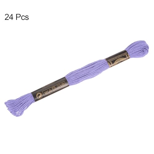 HARFINGTON 24 Skeins Embroidery Floss 8m Each Egyptian Long Fiber Cotton Cross Stitch Thread 26S/2x6 for Embroidery Projects Bracelet, Lavender - color: Lavender