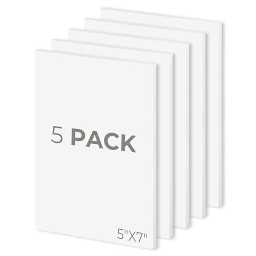 Mat Board Center 5x7 White Foam Boards Pack of 5, 1/8" Thick - size: 5x7
