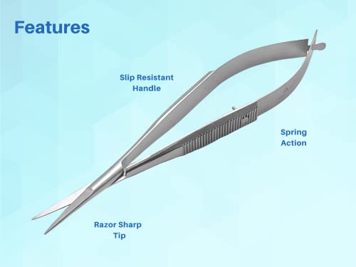 ARTMAN INSTRUMENTS Micro Scissors 4.5" straight set of 3 Castroviejo stitch cutting embroidery spring action extra sharp for ENT EYE SKIN DENTAL VETERINARY SURGEON