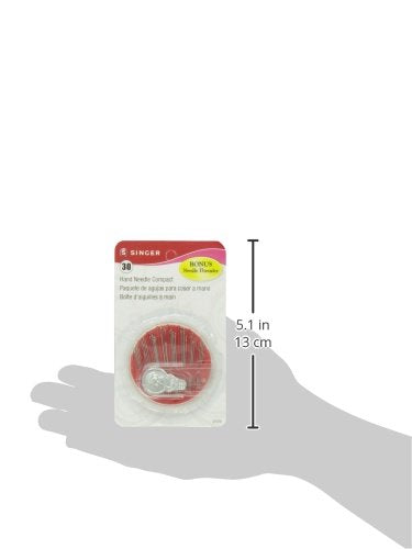 SINGER 07370 Hand Sewing Needles in Compact with Needle Threader, Assorted Sizes, 30-Count,