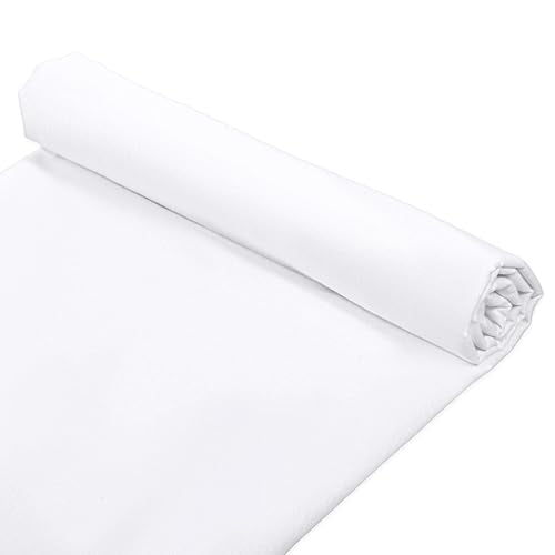 White Cotton Fabric By the Yard Lightweight Cotton Material Fabric 4.2oz White Muslin Cloth for Sewing Embroidery Quilting Fabrics for Apparel Garments Crafts 59" LX19.6 W (1.6X0.5 Yard)