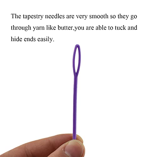 Hahiyo Colorful Yarn Darning Tapestry Sewing Needles Safety Weave Crochet No Poke Big Eye Smooth Get Yarn in Bright Visible Easy Find Close Off Ends Not Snag Not Leave Big Hole Fade Plastic 50 Pieces - size: Colorful-3.54 "-50Pieces