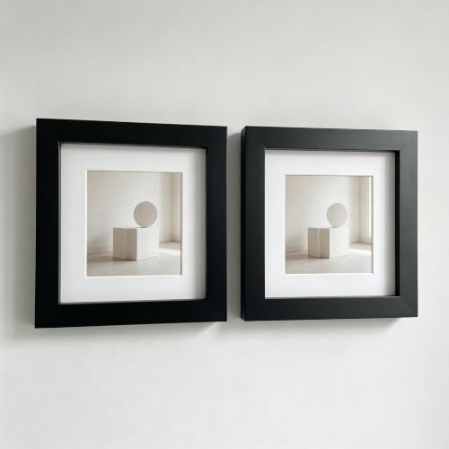 ZXT-parts Black 6x6 Picture Frames with 4x4 Opening Mat. Black 6x6 Square Photo Frame. Solid Wood, Perspex Panel, The Table or The Wall.Protective Film Must be Removed. - color: Black
