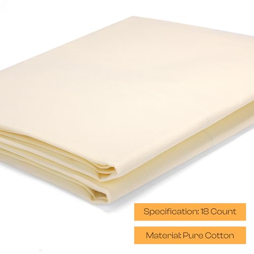 Caydo 59 x 39 Inch Beige Aida Cloth, 18 Count Classic Reserve Aida Cloth Large Size Cross Stitch Fabric for Needlework - color: Beige, size: 18 Count