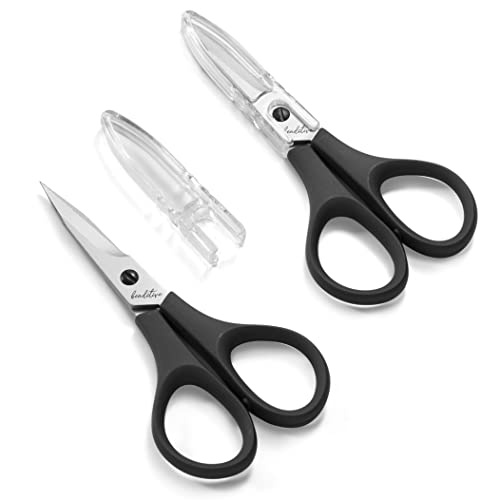 Beaditive Lightweight Sewing and Embroidery Scissors Set (2 PC) | Sewing, Embroidery, Paper Cutting, Crafting | Stainless Steel | Protective Cover (4 in) - size: 3.94 in
