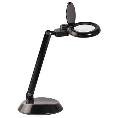 OttLite Space-Saving LED Magnifier Desk Lamp, Optical Grade, Black