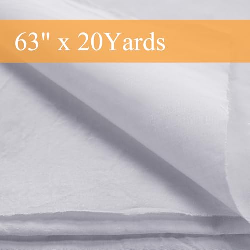 VitalCozy Unbleached Cotton Muslin Fabric Textile Wide Polyester Cotton Linen Material Embroidery Muslin Quilting Fabric by Yard for Sewing Apparel Painting(1.64 x 20 yd,White) - color: White, size: 1.64 x 20 yd