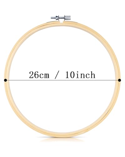 3 Pieces Embroidery Hoops, 10 inch Bamboo Frame Circle Cross Stitch Hoop Ring Embroidery Hoops Set for Embroidery and Cross Stitch - size: 10IN, 3 PCS