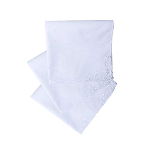 MileyMarla Ladies Embroidery Cotton White Handkerchiefs Lace Wedding Hankies - color: A-3pcs