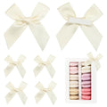 Pre-Tied Self Adhesive Ivory Satin Ribbon Bows for Crafts 3 Inch - color: Ivory