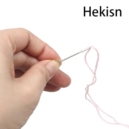 Large Eye Sewing Needles, Sewing Needles, Hekisn Stainless Steel Embroidery Thread Needle, Handmade Yarn Knitting Needles Leather Needle (15 Pcs) - size: 15 Pieces