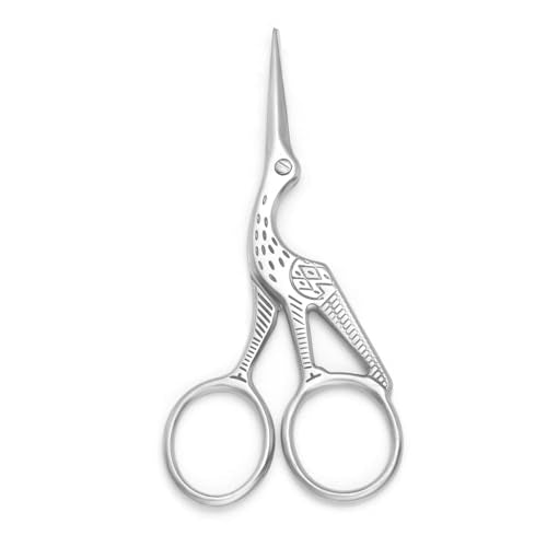 3.6" Sewing Embroidery Scissors with Artificial Leather Cover(Silver) - color: Silver