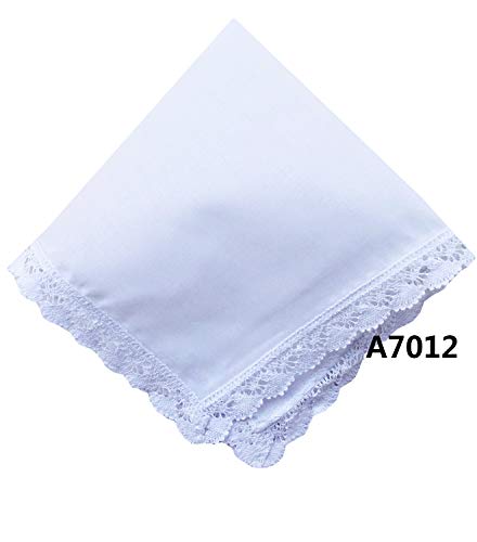 6 Pack of Ladies Embroidery Cotton Handkerchiefs Lace Wedding Hankies - color: A