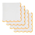 Blue Needles Cotton Scalloped Embroidery Cloth Napkins 17X17Inch - Set of 4 - color: White(edges - Golden Yellow)