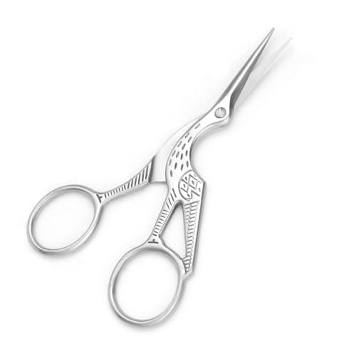 3.6" Sewing Embroidery Scissors with Artificial Leather Cover(Silver) - color: Silver