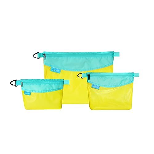 pack all 3 Pcs Water-Resistant Zipper Pouch, Mesh Zipper Bag - color: Yellow, size: Set