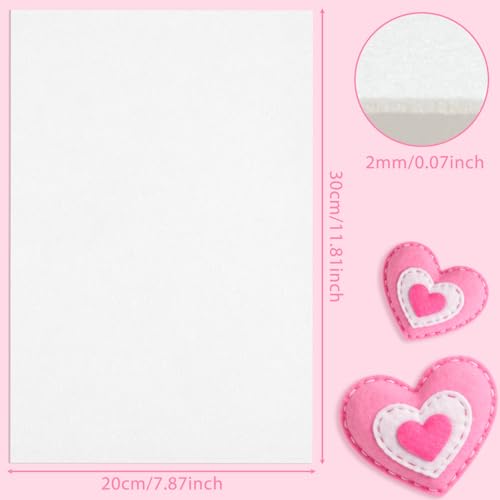 NEBURORA 12 Pcs 2mm Thick Stiff Felt Sheets for Crafts Sewing(White) - color: White