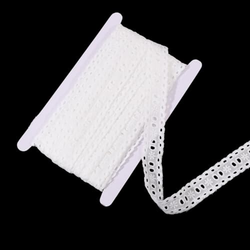 CHGCRAFT 16 Yards White Cotton Eyelet Lace Embroidery Ribbon Edge Floral Cotton Lace Ribbon Embroidery Lace Trim DIY Accessories for Sewing Clothes, 0.75 Inch Wide - size: 0.75 inch