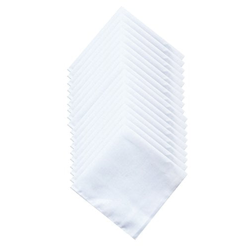 Solid White Cotton Hankderchiefs for DIY Drawn Embroidery Party 28 Square - color: Pack of 18