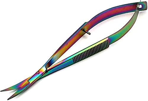 G.S Online Store - Titanium Spring Action Scissor 4.5" - German Grade Stainless Steel, Curved Tip, Snips, Thread Scissor