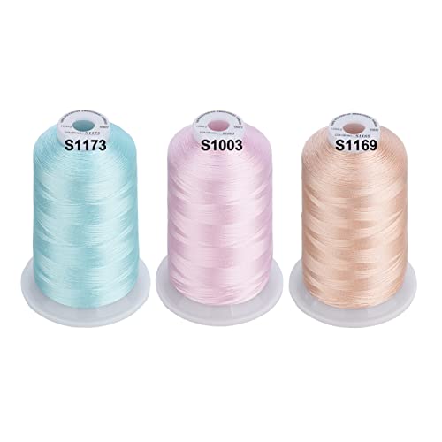 Simthread - 33 Selections - Various Assorted Color Packs of Polyester Embroidery Machine Thread Huge Spool 5500Y for All Sewing Embroidery Machines - 6xPastel Colors 2 - color: 6 Pastel Colors 2