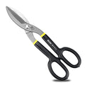 12" Straight Pattern Tin Snips, Flat Blade Metal Cutters, Straight Shears - size: 12 Inch