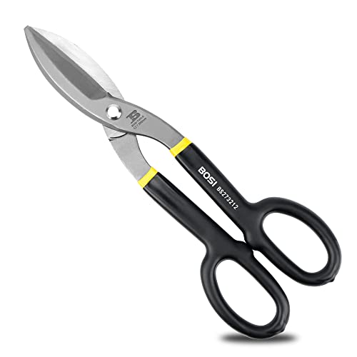 12" Straight Pattern Tin Snips, Flat Blade Metal Cutters, Straight Shears - size: 12 Inch