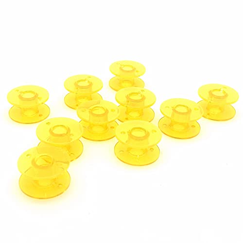 YEQIN 10 pcs Yellow Class 15 (A Size) Plastic Bobbins #X52800150 for Brother Babylock Singer Juki Sewing Machines - color: Yellow