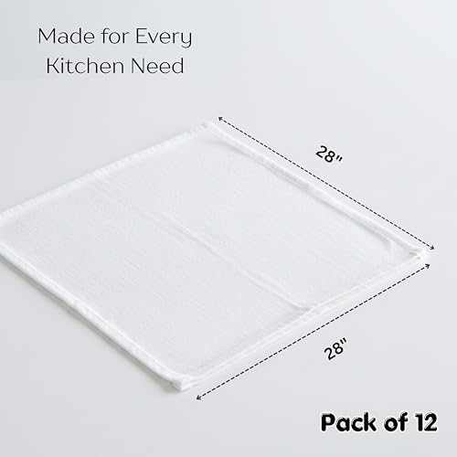 Flour Sack Towels - Tea Towel for Crafts, Kitchen Dish Cotton Blank Towel for Embroidery, Baking Bread Proofing Linen Cover, Super Absorbent Quick Dry (White, 28"x28" Pack of 12) - size: 28"x28" Pack of 12