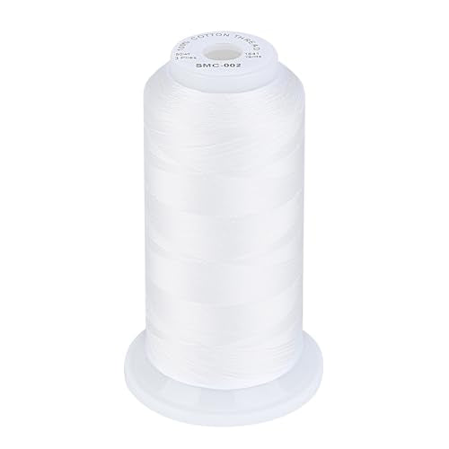 Simthread 100% Cotton Thread 1641 Yards White for Sewing Quilting - color: White