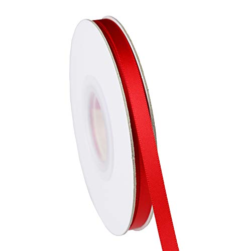ITIsparkle 1/4" Inch Double Faced Satin Ribbon 50 Yards-Roll Set for Gift Wrapping Scrap Books Party Favor Hair Braids Baby Shower Decoration Floral Arrangement Craft Supplies, Red Ribbon - color: Red