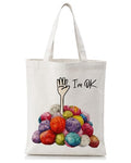Cute Goose Crochet Canvas Tote Bag for Women - color: Fun Knitting