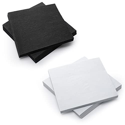 200 Sheets Tear Away stabilizer for Embroidery Backing Precut Sheets Black White Fabric Stabilizer for Machine Embroidery Hand Sewing Hoops Quilting, Weight 2.1 oz(8 x 8 Inch)