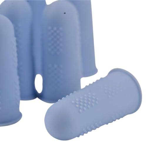 Finger Protectors [Flex Series - 12-Pack] Silicone Non-Stick Finger Covers [Cerulean - Small (6) / Medium (6)] for Hot Glue/Sewing/Wax/Rosin/Resin/Honey/Adhesives/Scrapbooking - color: Small & Medium - Cerulean [12-Pack]