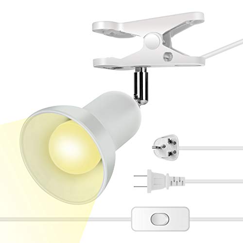 RONG&LAN Clip lamp,360° Rotation Clip on Lamp Portable Book Reading Light,Clamp on Desk/Table/Bunk Bed/Cupboard Home Lighting, (Desk lamp,Seven Colors for Your Choice) (White,R-88) - color: White,2